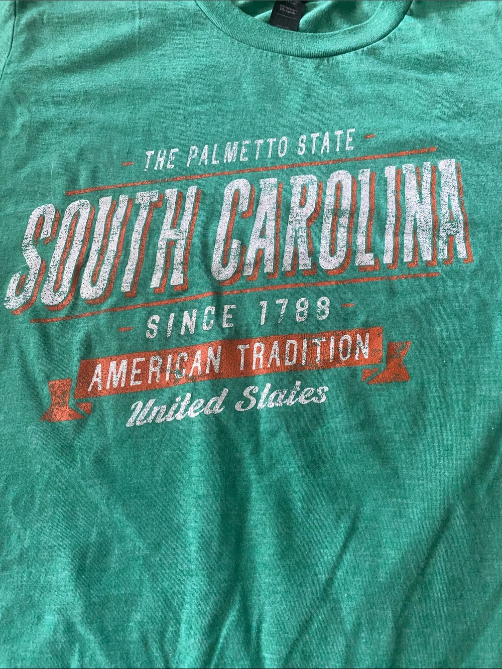Green South Carolina Graphic Tee with Orange & White Print